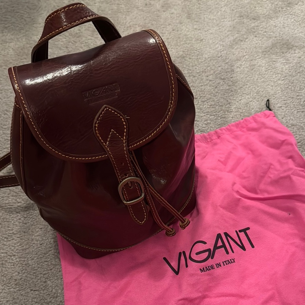 VIGANT Brown / Burgundy Leather Backpack